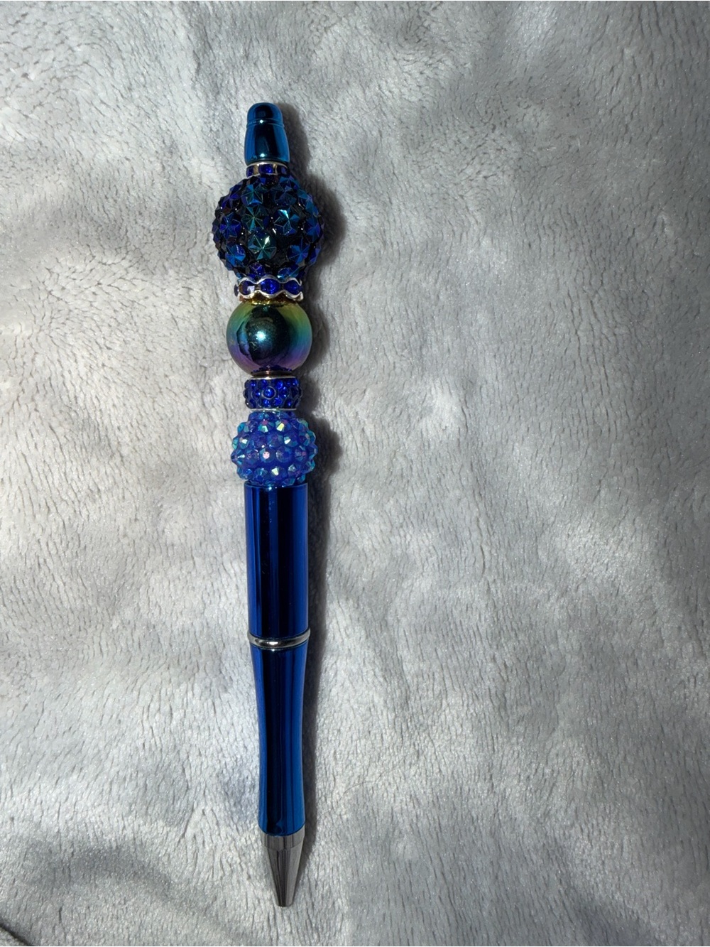 Blue Crystal Beaded Ballpoint Pen - Women Jewelry Accent